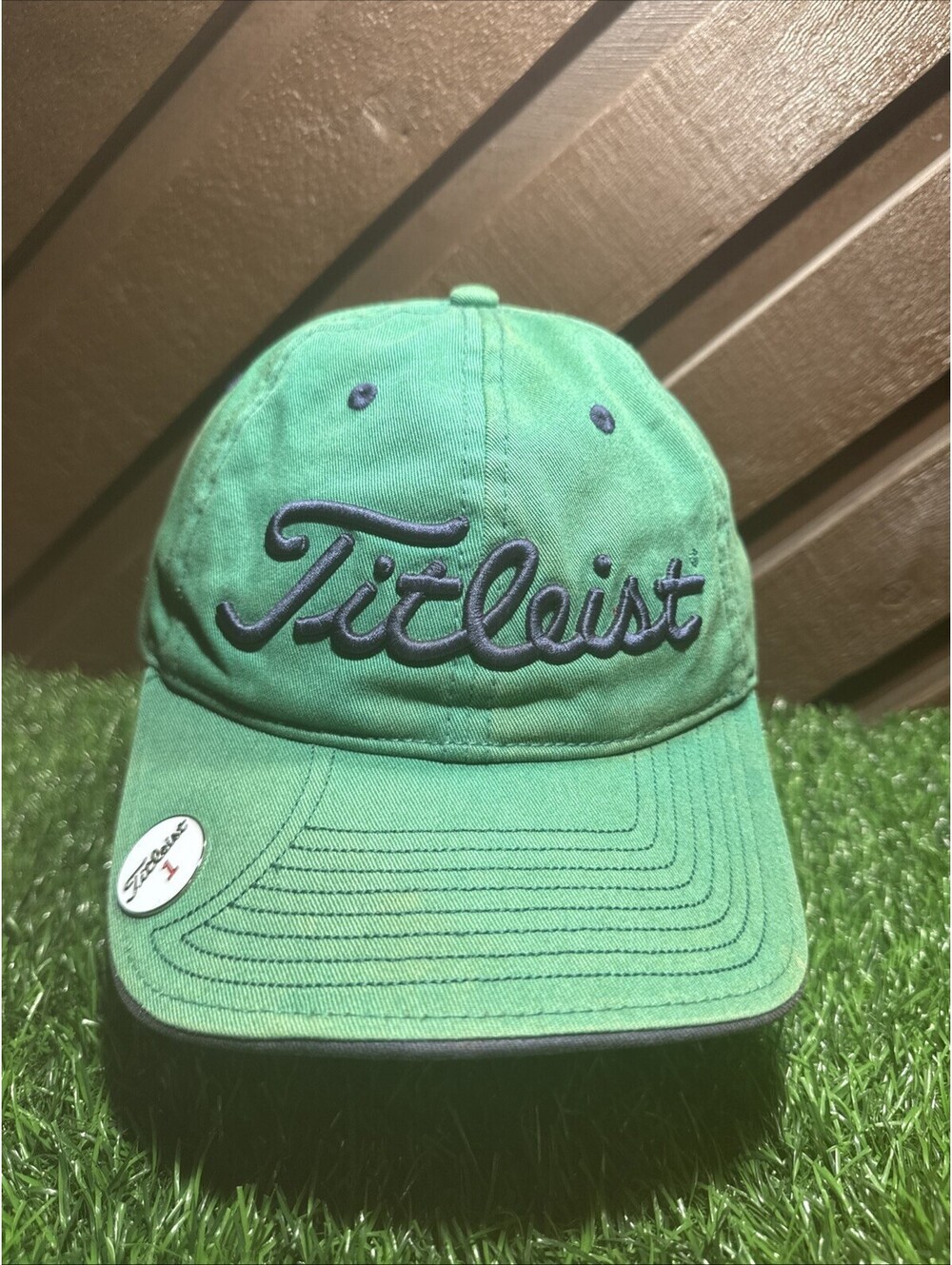 Green And Blue Titleist StrapBack Hat With Ball Marker Too